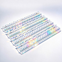Support de Mahjong en Acrylique Holographique Arc-en-ciel, Plateau à Tuiles de Mahjong en Acrylique à Bord Ondulé, Règle de Repositionnement de Tuiles de Mahjong en Acrylique Durable pour le Jeu de Mahjong