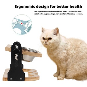 Cuencos para mascotas de acero inoxidable ecológicos simples y modernos con soporte de bambú pies antideslizantes para Gatos Perros decoración del hogar - Product Image 3