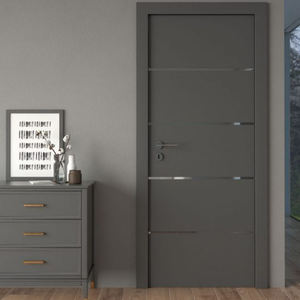 Porte intérieure grise moderne adaptée à la chambre à coucher Porte intérieure en bois Panneau en PVC WPC Porte intérieure d'appartement - Product Image 5