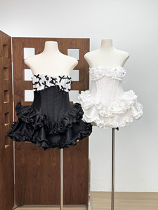 Abito <span class=keywords><strong>Nero</strong></span> Casual di Lusso Leggero con Design Dolce, Fiocco <span class=keywords><strong>Sensuale</strong></span>, Pieghe a Lisca di Pesce, Bordi Naturali e Vita Senza Spalline - Product Image 5