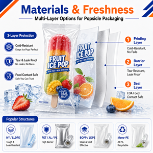 Bolsas para paletas de helado personalizadas, rollo de película transparente de PE, a prueba de fugas, laminadas, para helados de <span class=keywords><strong>vainilla</strong></span>, con sellado trasero, 50g - Product Image 2