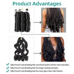 Extensiones de Cabello Sintético con Rizos Franceses de 24 Pulgadas, Textura Suave, para Trenzas Africanas, 150g, Venta al Por Mayor - Product Image 2