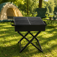 Grille de barbecue en acier inoxydable pour camping en plein air avec couvercle, poêle à barbecue pliable portable pour usage domestique - Vente en gros d'usine