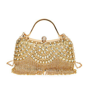 Bolsos de Noche Clásicos de Moda para Mujer al por Mayor a Precio de Fábrica, Bolsos de Mano con Cuentas de Cristal, Correa de Cadena de Poliéster, Cierre Magnético - Product Image 5