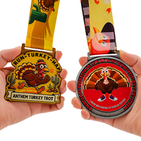 Médaille personnalisée en alliage de zinc pour événement sportif 3D « Turkey Trot » – Récompense pour les coureurs de la course de Thanksgiving, du fitness, du marathon et des courses de fin de parcours