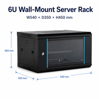 Armoire de serveur murale 6U 19 pouces en acier laminé à froid, coffret réseau, armoire de données intérieure, fabrication OEM