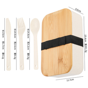 BPA Free Máy Rửa Chén An Toàn Tre Nắp Lúa Mì Rơm Nhựa Bento Trưa <span class=keywords><strong>Box</strong></span> Container Thực Phẩm - Product Image 3