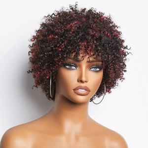Perruques birmanes brutes cheveux bouclés <span class=keywords><strong>afro</strong></span> crépus sans colle cheveux humains bouclés courts sans dentelle pleine machine perruque faite Aliexpress achats en ligne - Product Image 1