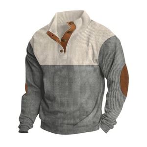 Pull à capuche en velours côtelé de poids lourd avec logo brodé sur le devant coupe régulière pour hommes hiver 100% polyester col rond - Product Image 1