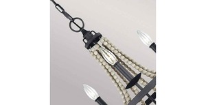 Cuentas decorativas de madera para el hogar, lámpara de comedor decorada, lámpara colgante con cuentas de madera, candelabros del norte de Europa - Product Image 4