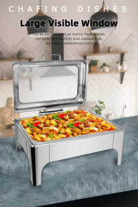 Gold Silver Black Luxury Stainless Steel 9L Gas Powered <strong>Fuel</strong> <strong>Chaffing</strong> Dish Buffet Set with Food Warmer - Product Image 2