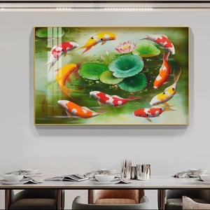 Pintura de Peces Koi de Porcelana de Cristal de Lujo Lucky Koi, Arte Moderno, Cuadros Decorativos para Sala de Estar y Hogar - Product Image 1