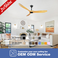 Ventilador de Techo Inteligente 1stshine de 60 Pulgadas con Control por Voz a través de Aplicación Wifi, Aspas de Madera Sólida, Motor DC Inteligente con Control Remoto