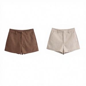 Shorts Casuales de Verano para Mujer, Cintura Alta, Transpirables, Tejidos, con Cierre de Cremallera, Bolsillos Laterales, Diseño Básico - Product Image 3