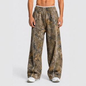 Pantalon de jogging surdimensionné pour homme, camouflage contrasté, en molleton de coton premium, respirant, streetwear décontracté, pantalon de survêtement pour homme - Product Image 1