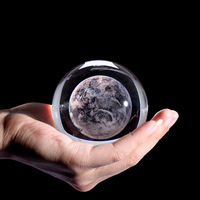 Vente en gros de boule de cristal de Mars créative veilleuse ornements lampe boule de cristal 3d avec base led