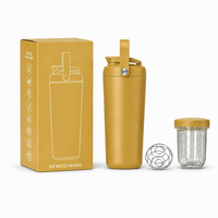 Gobelet isotherme à double paroi pour protéines, 16 oz, 24 oz, garde au froid 24-36 heures, Tritan sans BPA, acier inoxydable, pour la salle de sport