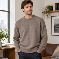 Pull en cachemire personnalisé pour homme, col rond, manches longues, tricot uni, décontracté, hiver, vente en gros