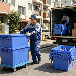 Boîtes de rangement solides en plastique HAOSEN, conteneurs de déménagement empilables durables - Remise en gros pour les entreprises de déménagement et les entrepôts de stockage - Product Image 1
