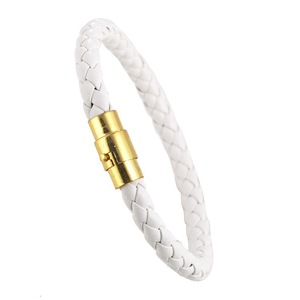 Fashionable Jewelry Men and Women Woven <b>Leather</b> Rope <b>Bracelet</b> with Stainless Steel Magnet Clasp Shape Jewelry - Product Image 2