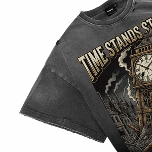 Camisetas Vintage para Hombre, Lavadas con Ácido, Desgastadas, con Estampado DTG, Negras, Estilo Steampunk, con Gráfico de Big Ben, Talla Grande - Product Image 5