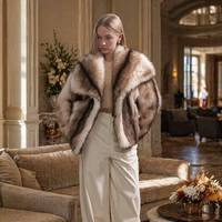Manteau d'hiver en fausse fourrure pour femme, écologique, grand col rabattable, poches, boutons recouverts, veste chaude de luxe