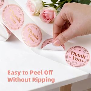 Custom Self Adhesive Shopping Wedding Round <b>Roll</b> Gold 500 Thankyou Label Thanks You <b>Sticker</b> - Product Image 2