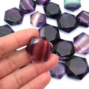 HZ Wholesale Custom High Quality 7cm Huge Natural Rainbow Fluorite Crystal Stone Star Of David Crafts chakra stones