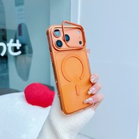 Coque rigide en PC avec support d'objectif pour iPhone 17 Pro Max, étui de téléphone portable pour iPhone 11 12 13 14 15 16, coque arrière magnétique