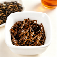 Teh Hitam Kering Alami Yunnan Baihuatan dari Pohon Kuno 250g Teh Daun Lepas dalam Kantong Kain Buatan Tangan Teh Merah Pohon Kuno yang Harum