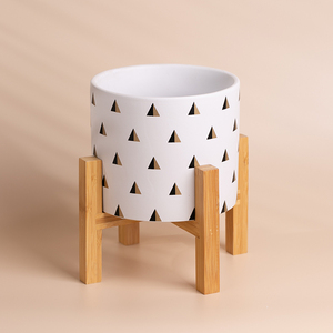 Offre Spéciale Gros <span class=keywords><strong>En</strong></span> Céramique Pot De Fleur Planteur Avec Support <span class=keywords><strong>En</strong></span> <span class=keywords><strong>Bois</strong></span> Pots Fabricants Decal des Pots De Plantes D'intérieur - Product Image 1