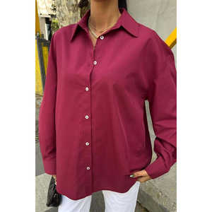 Chemise en popeline oversize classique Sobe pour femme, boutonnée, style simple au quotidien, couleur unie, manches longues - Product Image 5