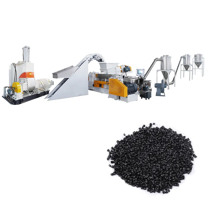 Máquina de granulação de carbono preto 40-50% de alta enchimento, extrusora Masterbatch de dois estágios, linha de produção