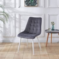 Chaise de salle à manger moderne en velours DC178 avec pieds en métal, chaise d'appoint rembourrée et douce pour cuisine, restaurant, salon, meubles de salle à manger