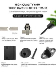 WEKIS 6.6 FT Satin Nickel Brass Carbon Steel J Shape Door Hanger Barn Door Hardware Kits Electric <b>Remote</b> <b>Control</b> Easy Screw - Product Image 6