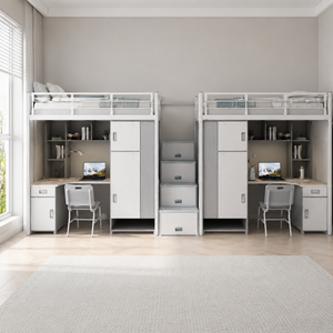 Lit superposé durable pour personnel avec bureau et armoire, lit antirouille pour dortoir et auberge - Product Image 2