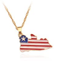 Personnalisé France Afghan Irak Palestine Pays-Bas Haïti Maryland Liban Afrique Espagnol Porto Rico Drapeau Carte Pendentif Collier