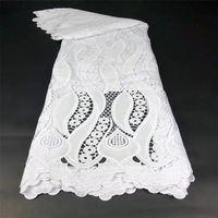 Vente Flash Tissus Dentelle Guipure Haute Qualité Blanc Pur Tissu Brodé Cordon Africain pour Robes de Mariée et de Soirée