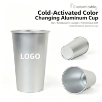 Gobelet en aluminium monocouche de 450 ml (16 oz) à changement de couleur pour boissons froides et bière, divers styles