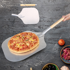 Herramienta de pizza Mango de madera desmontable <span class=keywords><strong>Pala</strong></span> de paleta de pizza de aluminio para pizza grande para restaurante - Product Image 6