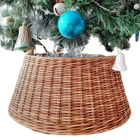 Col de sapin de Noël en rotin tressé, jupe de sapin tressée, décoration de salon, panier de rangement en saule style bohème pour l'hiver, col en osier