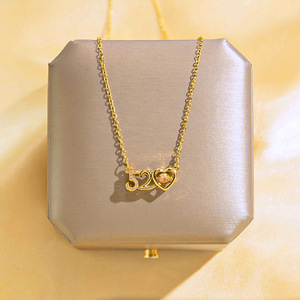 Collier délicat en acier inoxydable plaqué or 18 carats avec pendentif en forme de cœur <span class=keywords><strong>ECG</strong></span> et lettre, hypoallergénique, avec des ailes, pour femmes, cadeau - Product Image 2