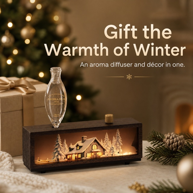Wood Rechargeable Essential Oil Diffuser Waterless Pure Oil Nebulizer Quiet Solid Base Glass Scent Diffuser Christmas Gift