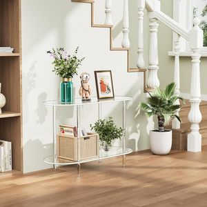 Wholesale Acrylic 3 Tier Oval <strong>Clear</strong> Storage Rack Multi Functional <strong>Side</strong> <strong>Table</strong> Coffee <strong>Table</strong> for Sofa Entryway Living Room - Product Image 4