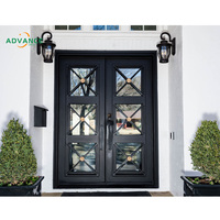Portes en fer forgé à double vitrage, design luxueux, rondes et cintrées, pour l'intérieur et l'extérieur, prix pour villa et maison