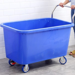 Carro de agua de plástico de 102x63x64cm con cuatro ruedas, carrito industrial para transporte de alimento para equipos de granja porcina - Product Image 4