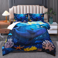 Literie Dauphins et Baleines pour Enfants Garçons Filles Beautiful Ocean Quilt 3pcs Set Purple Blue Planets Comforter Set