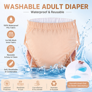 Babyshow <span class=keywords><strong>Couche</strong></span>-culotte en tissu réutilisable pour adulte, imperméable, respirante, <span class=keywords><strong>lavable</strong></span>, sous-vêtement d'incontinence avec protection anti-fuites pour personnes <span class=keywords><strong>âgée</strong></span>s - Product Image 5
