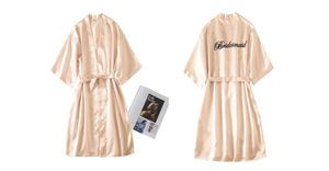 Vestaglia taglie forti abbigliamento da notte in seta di ghiaccio abito da notte sposa damigella d'onore accappatoio da donna - Product Image 3