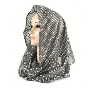 Lightweight <b>Sequins</b> Headscarf Breathable 45x42cm Solid Color Ladies Shawl Ethnic Style Head Cover - Product Image 5